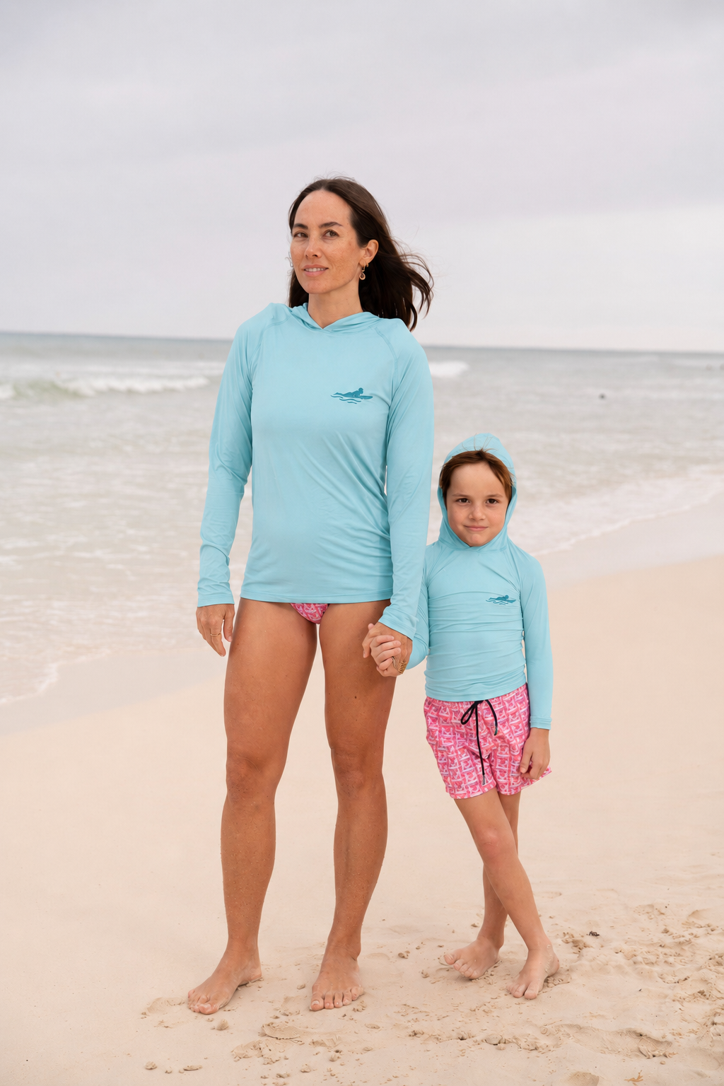 Playera Rashguard azul claro para mujer