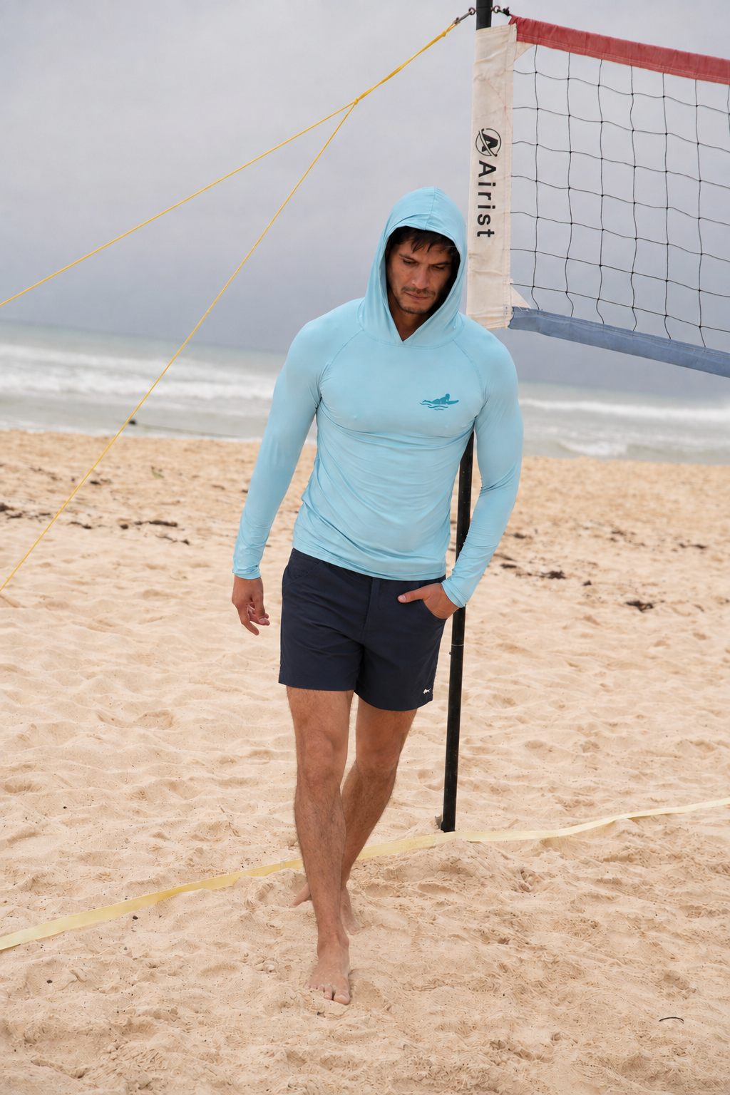 Playera Rashguard azul claro para hombre